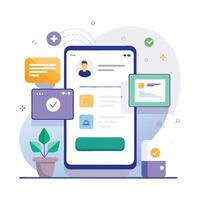 Illustration welcome message of Mobile wireframe idea with Showcasing various UI elements vector