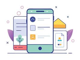 Illustration Mobile Wireframe Idea with Minimalist Design Showcasing Various UI Elements vector