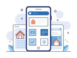 Illustration Mobile Wireframe Idea with Minimalist Design Showcasing Various UI Elements vector
