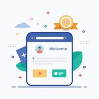 Illustration welcome message of Mobile wireframe idea with Showcasing various UI elements vector