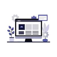Website webpage illustration on Monitor Screen Clip Art, white background vector