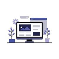 Website webpage illustration on Monitor Screen Clip Art, white background vector
