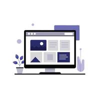 Website webpage illustration on Monitor Screen Clip Art, white background vector