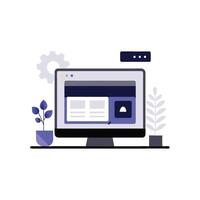 Website webpage illustration on Monitor Screen Clip Art, white background vector