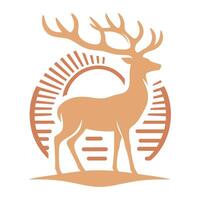 Elegant Deer Silhouette with Geometric Sunburst Background, Wildlife Illustration for Logo Design vector