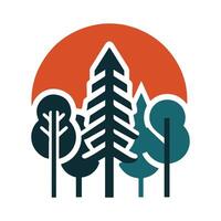 Colorful minimalist tree illustration with abstract shapes and modern design vector