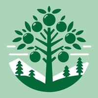 Colorful minimalist tree illustration with abstract shapes and modern design vector