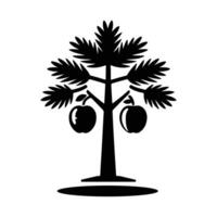Black tree silhouette with roots and branches resembling a symmetrical pattern vector
