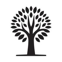 Black tree silhouette with roots and branches resembling a symmetrical pattern vector