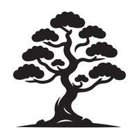 Black tree silhouette with roots and branches resembling a symmetrical pattern vector