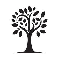 Black tree silhouette with roots and branches resembling a symmetrical pattern vector