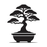 Black silhouette Tree Illustration with white background Tropical Art, Exotic Summer Design vector
