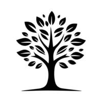 Black tree silhouette with roots and branches resembling a symmetrical pattern vector