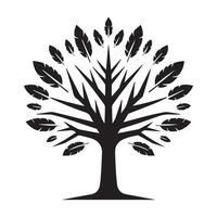 Black tree silhouette with roots and branches resembling a symmetrical pattern vector