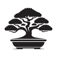 Black silhouette Tree Illustration with white background Tropical Art, Exotic Summer Design vector