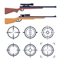 Collection of rifle. Army and police weapons. Target and aim, targeting and aiming. Target or aim symbol. Military rifle scope, shooting mark. . vector
