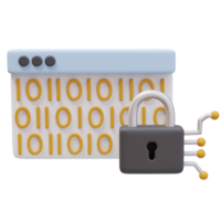 3d Icon Page Code Padlock Networl Cables. Data Encryption. Cybersecurity Protection concept. 3d illustration for web or app png
