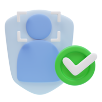 3D Icon User Icon ID check Approve Sign. User Authentication. 3D Icon for Website or App png