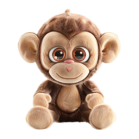 monkey children plush toy on transparent background png