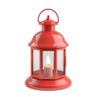 red tealight lantern lamps with burning candles on transparent background png
