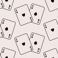 Seamless pattern with aces playing cards. Hand drawn illustration. vector