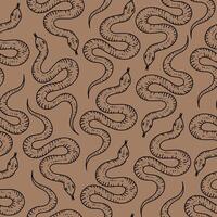 Seamless pattern with snakes. Hand drawn illustration in sketch style. vector