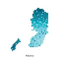 isolated geometric illustration with simple icy blue shape of Palestine map. Pixel art style for NFT template. Dotted logo with gradient texture for design on white background vector