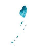 isolated illustration icon with simplified blue silhouette of Saint Vincent and the Grenadines map. Polygonal geometric style, triangular shapes. White background. vector