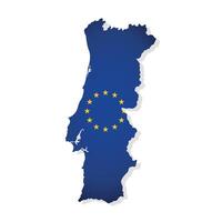 illustration with isolated map of member of European Union - Portugal. Concept decorated by the EU flag with yellow stars vector