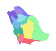 isolated illustration of simplified administrative map of Saudi Arabia. Borders of the regions. Multi colored silhouettes. vector