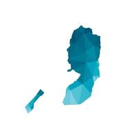 isolated illustration icon with simplified blue silhouette of State of Palestine map, West Bank and Gaza Strip. Polygonal geometric style, triangular shapes. White background. vector