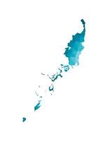 isolated illustration icon with simplified blue silhouette of Palau map. Polygonal geometric style, triangular shapes. White background. vector