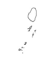 isolated simplified illustration icon with black line silhouette of Saint Vincent and the Grenadines map. White background vector