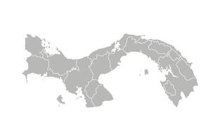 isolated illustration of simplified administrative map of Panama. Borders of the provinces, regions. Grey silhouettes. White outline vector