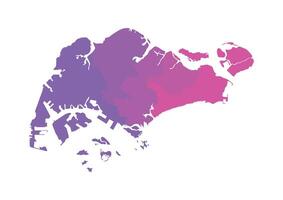 isolated illustration of simplified administrative map of Singapore. Borders of the regions. Multi colored silhouettes. vector