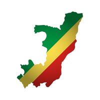 isolated illustration with national flag with shape of Republic of the Congo map simplified. Volume shadow on the map. White background vector