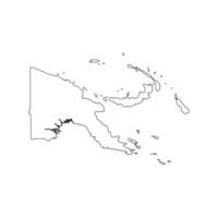 isolated simplified illustration icon with black line silhouette of Papua New Guinea map. White background vector