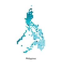 isolated geometric illustration with simple icy blue shape of Philippines map. Pixel art style for NFT template. Dotted logo with gradient texture for design on white background vector