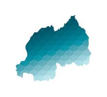 isolated illustration icon with simplified blue silhouette of Rwanda map. Polygonal geometric style. White background. vector