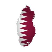 isolated illustration with national flag with shape of Qatar map simplified. Volume shadow on the map. White background vector
