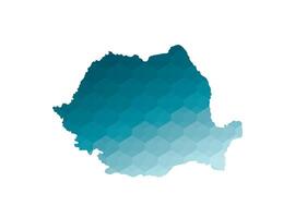 isolated illustration icon with simplified blue silhouette of Romania map. Polygonal geometric style. White background. vector