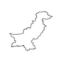 isolated simplified illustration icon with black line silhouette of Pakistan map. White background vector