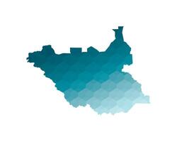 isolated illustration icon with simplified blue silhouette of South Sudan including disputed territories map. Polygonal geometric style. White background. vector