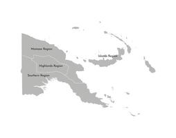 isolated illustration of simplified administrative map of Papua New Guinea. Borders and names of the regions. Grey silhouettes. White outline vector