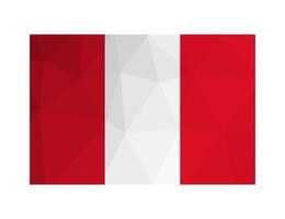isolated illustration. National Peruvian flag, triband with red and white colors. Official symbol of Peru. Creative simplified design in low poly style with triangular shapes. Gradient effect. vector