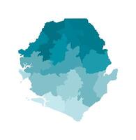 isolated illustration of simplified administrative map of Sierra Leone. Borders of the districts, regions. Colorful blue khaki silhouettes vector