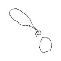 isolated simplified illustration icon with black line silhouette of Saint Kitts and Nevis map. White background vector