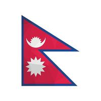 illustration. Official symbol of Nepal. National flag in red, blue and white colors with crescent moon and sun. Creative design in low poly style with triangular shapes vector