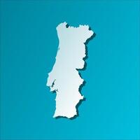 isolated simplified illustration icon with blue silhouette of Portugal map. Dark blue background vector