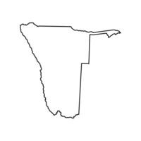 isolated simplified illustration icon with black line silhouette of Namibia map. White background vector